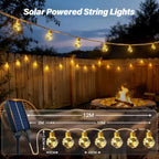 Ollny G50 Solar Festoon Lights for Garden, Gazebo, Festoon (Hemp Rope, 8 Modes, Solar/USB, IP45 Waterproof)