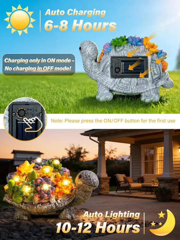 Ollny Solar Garden Lights Turtle Garden Ornaments for Mum Gifts Housewarming Gift