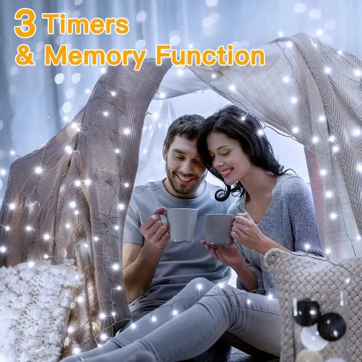 Ollny 100 LED 10m Cool White Fairy Lights (Cool White, Memory Function, 8 Modes, IP44 Waterproof)