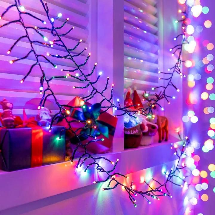 Ollny 1500 LED 22.5m Multicolour Christmas Cluster Lights (Green Cable, Plug in, 8 Modes)