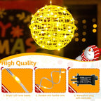 Ollny Christmas Ball Lights 4 Packs Warm White (Connectable, Plug in, IP67 Waterproof, 8 Modes)
