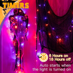 Ollny Orange and Purple Halloween String Lights 100 LED 10m (Clear Cable, IP44 Waterproof, Battery Operated, 8 Modes)
