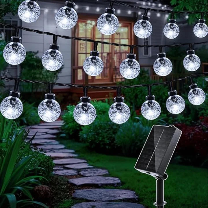 Ollny Cool White Globe Solar Lights(Green Cable, Solar Power, 8 Modes)