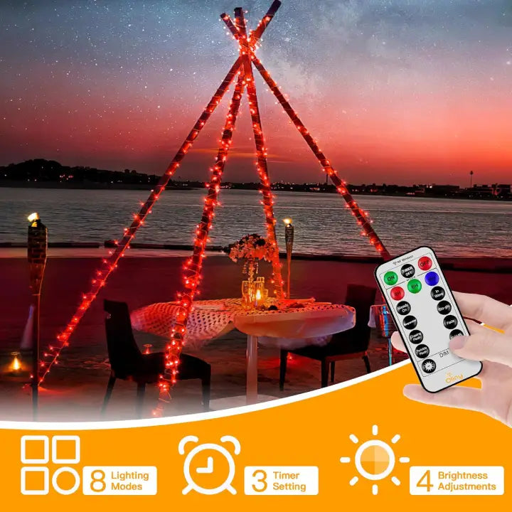 Ollny 100 LEDs 10m Halloween Red String Lights (Clear Cable, 8 Modes)