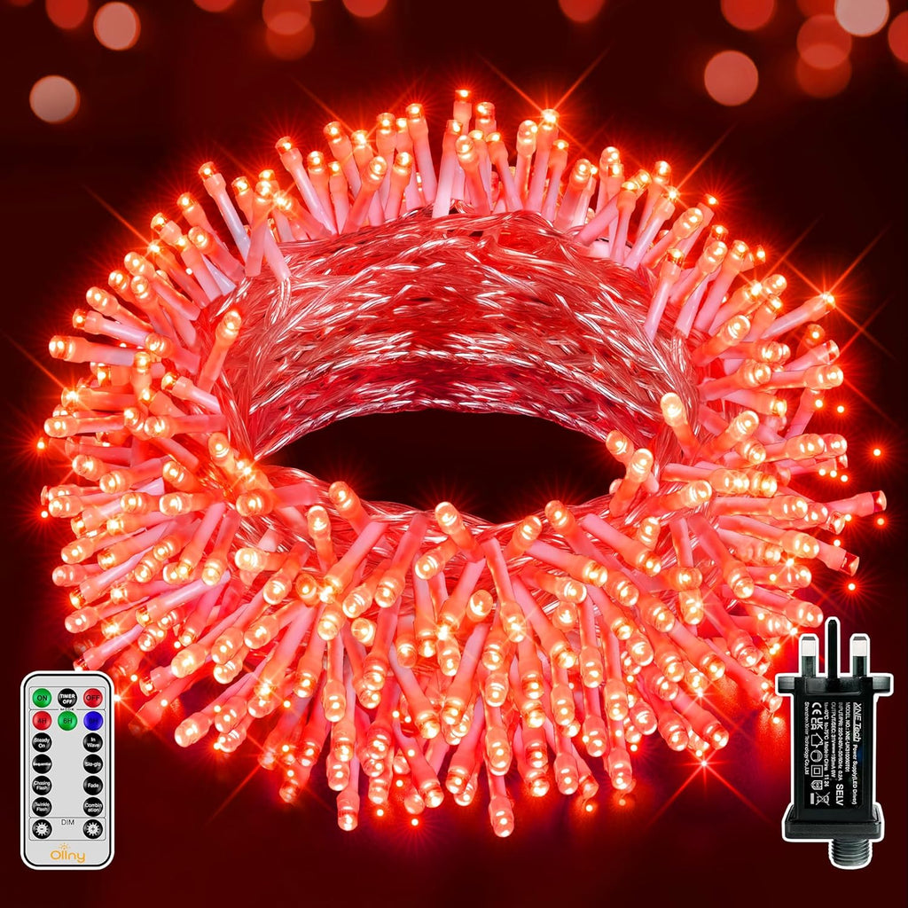 Ollny Orange Halloween String Lights (Clear Cable, Plug in, 8 Modes)