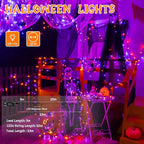 Ollny 200 LED 20m Halloween String Lights (Purple and Orange, Green Cable, Plug in, 8 Modes)