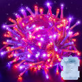 Ollny Orange and Purple Halloween String Lights 100 LED 10m (Clear Cable, IP44 Waterproof, Battery Operated, 8 Modes)