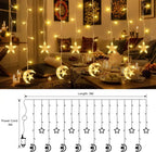 Ollny Moon Star Ramadan Fairy Lights Warm White (Plug in, IP44 Waterproof, 8 Modes)