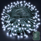 Ollny Cool White Fairy Lights 10m 100 LED(Green Cable, IP44 Waterproof, Battery Powered, 8 Modes)