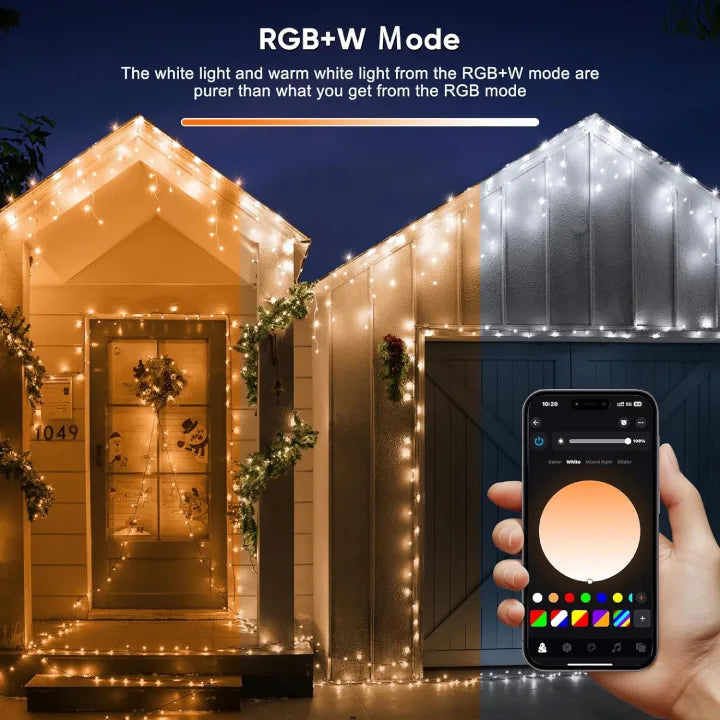 Ollny Smart RGB+W Icicle Lights 10m 286 LED(App Control, 16M Colors, Music Sync)