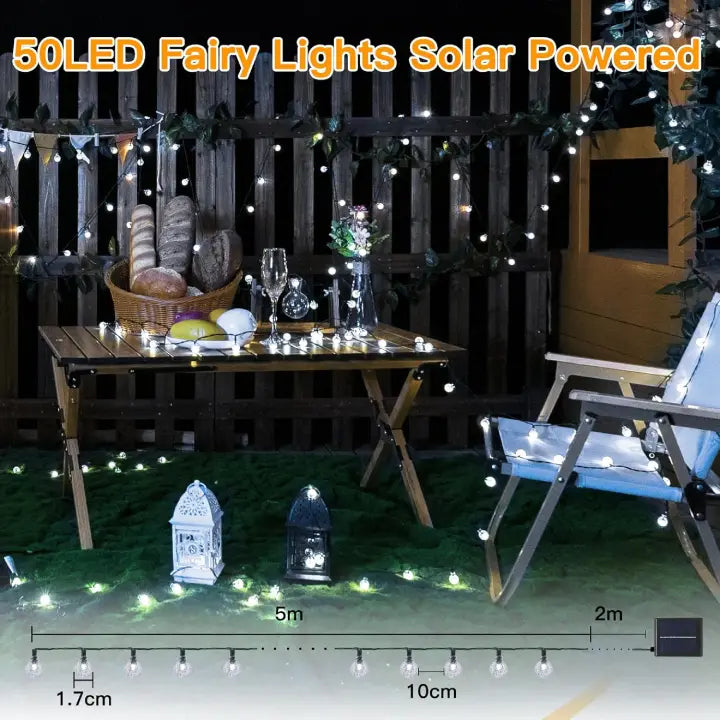 Ollny Cool White Globe Solar Lights(Green Cable, Solar Power, 8 Modes)