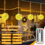 Ollny Christmas Ball Lights 4 Packs Warm White (Connectable, Plug in, IP67 Waterproof, 8 Modes)