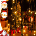 Ollny Christmas Tree Lights Warm White 1.8m 202 LEDs Mains Powered