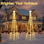Ollny Christmas Tree Lights with Star Topper Warm White 1.8m 170 LED (IP67 Waterproof, 8 Modes)