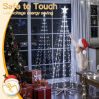 Ollny Christmas Tree Lights with Star Topper Cool White 1.8m 170 LED (IP67 Waterproof, 8 Modes)