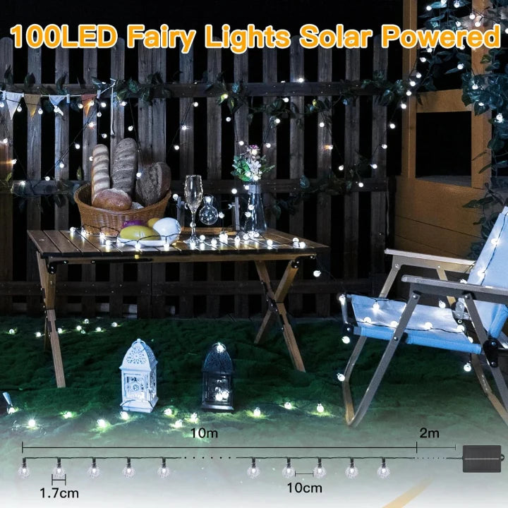 Ollny Cool White Globe Solar Lights(Green Cable, Solar Power, 8 Modes)
