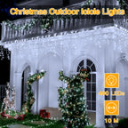 Ollny 400 LEDs 10m Outdoor Christmas Icicle  Lights (Cool White, Clear Cable, Connectable, 8 Modes)