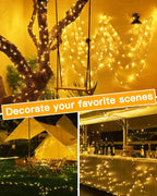 Ollny 200 LED Warm White Solar Fairy Lights 20m(Green Cable, Solar Power, 8 Modes)