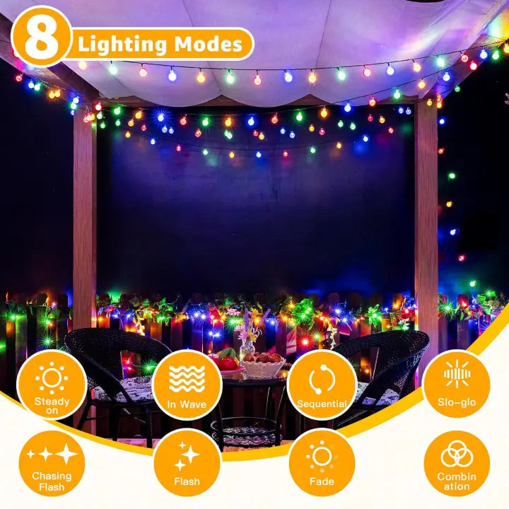 Ollny Multicolor Globe Solar Lights (Green Cable, Solar Power, 8 Modes)