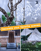 Ollny 200 LED Cool White Solar Fairy Lights 20m(Green Cable, Solar Power, 8 Modes)