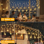 Ollny Moon Star Ramadan Fairy Lights Warm White (Plug in, IP44 Waterproof, 8 Modes)