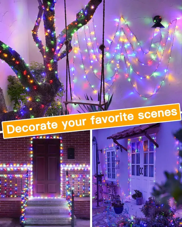 Ollny 200 LED Multicolor Solar Fairy Lights 20m(Green Cable, Solar Power, 8 Modes)