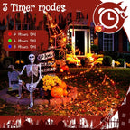Ollny Orange Halloween Spider Net Lights 454 LED 5m (Black Cable, IP67 Waterproof, Plug in, 8 Modes)