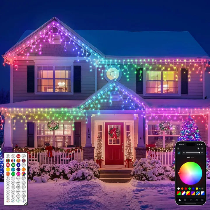 Ollny Smart RGB Icicle Lights 10m 286 LED(App Control, 16M Colors, Music Sync)