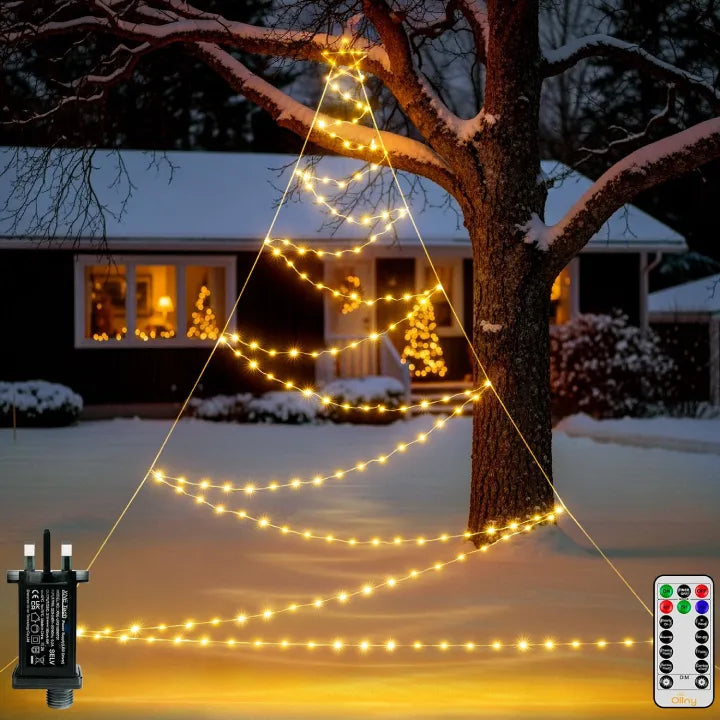 Ollny Christmas Tree Lights with Star Warm White 4.2m 166 LED (IP67 Waterproof, 8 Modes)