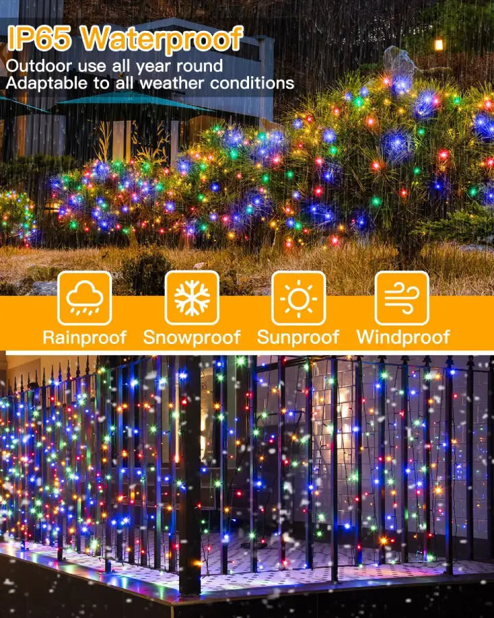 Ollny 200 LED Multicolor Solar Fairy Lights 20m(Green Cable, Solar Power, 8 Modes)