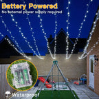 Ollny 100 LED Cool White Battery Operated Christmas Fairy Lights (Clear Cable, IP44 Waterproof)