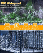 Ollny 200 LED Cool White Solar Fairy Lights 20m(Green Cable, Solar Power, 8 Modes)