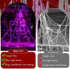 Ollny Orange and Purple Halloween Spider Web Lights (Black Cable, IP67 Waterproof, Plug in, 8 Modes)