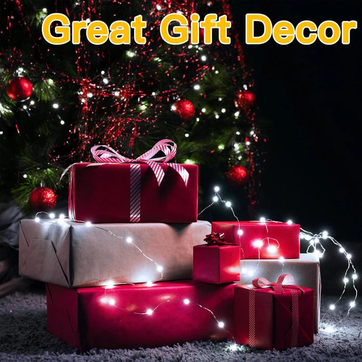 Ollny 100 LED Cool White Fairy Lights for Christmas Tree, Bedroom, Outdoor, Party, Bottle, Wedding (2 Packs, 10m, Battery Operated, IP44 Waterproof)