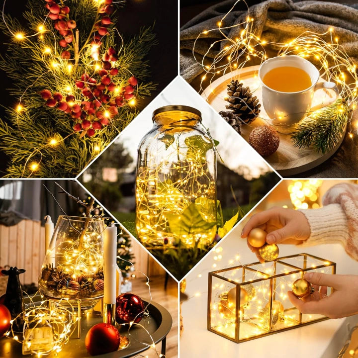 Ollny 150 LEDs 15m Warm White Fairy Lights for DIY, Christmas Tree, Bedroom, Party, Bottle, Wedding(Battery Operated, IP44 Waterproof)