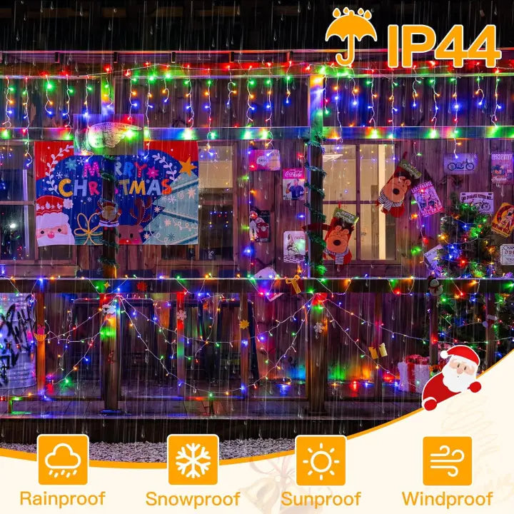 Ollny 400 LED 10m Outdoor Icicle Lights (Multicolor, Clear Cable, Plug in, 8 Modes)