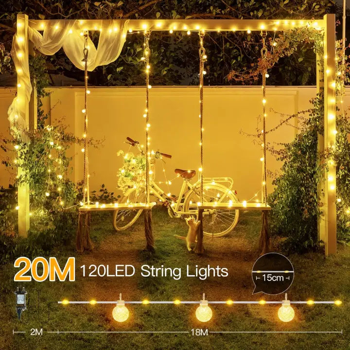 Ollny G29 Globe Fairy Lights (8 Modes, IP67 Waterproof, 2700k)