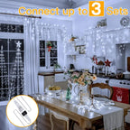 Ollny 504 LED 12.6m Cool White Christmas Icicle Lights (Clear Cable, Plug in, 8 Modes)