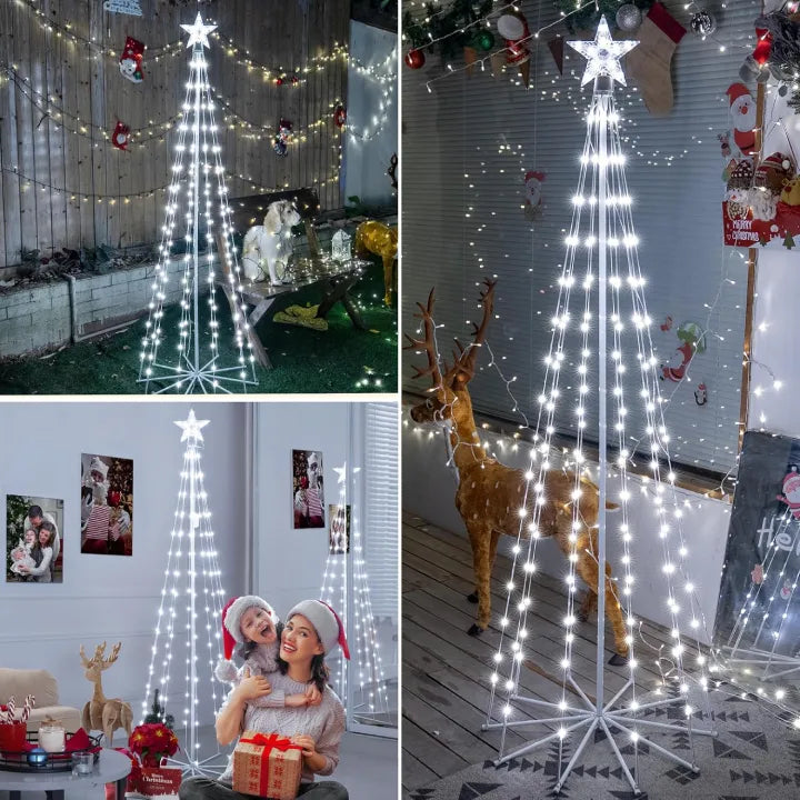 Ollny Christmas Tree Lights with Star Topper Cool White 1.8m 170 LED (IP67 Waterproof, 8 Modes)