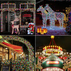 Ollny 1500 LED 22.5m Multicolour Christmas Cluster Lights (Green Cable, Plug in, 8 Modes)