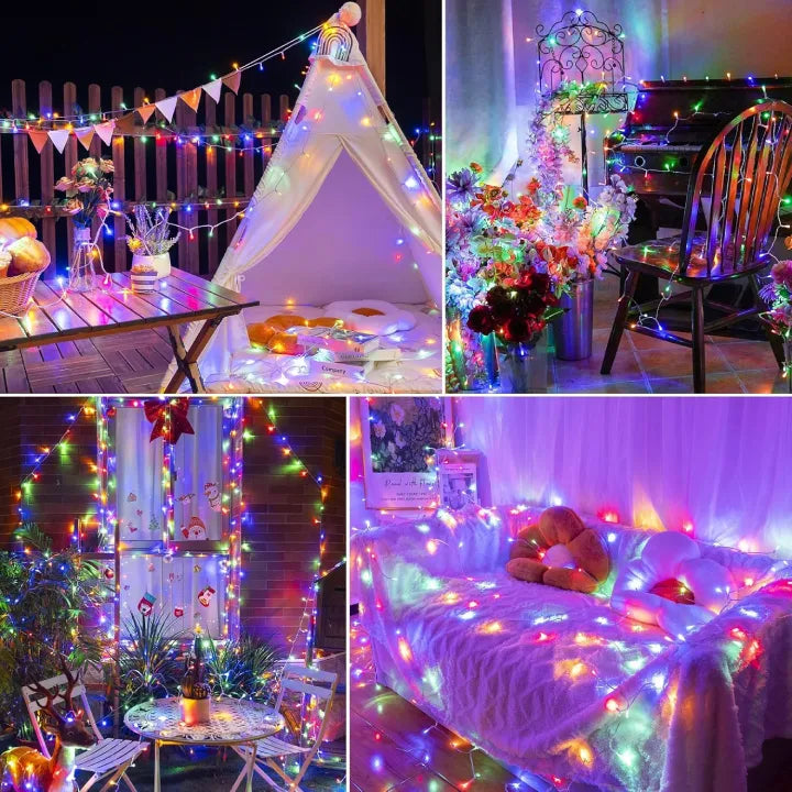 Ollny 200 LEDs 20m Multicolor Christmas Fairy Lights (Clear Cable, Plug in, 8 Modes)