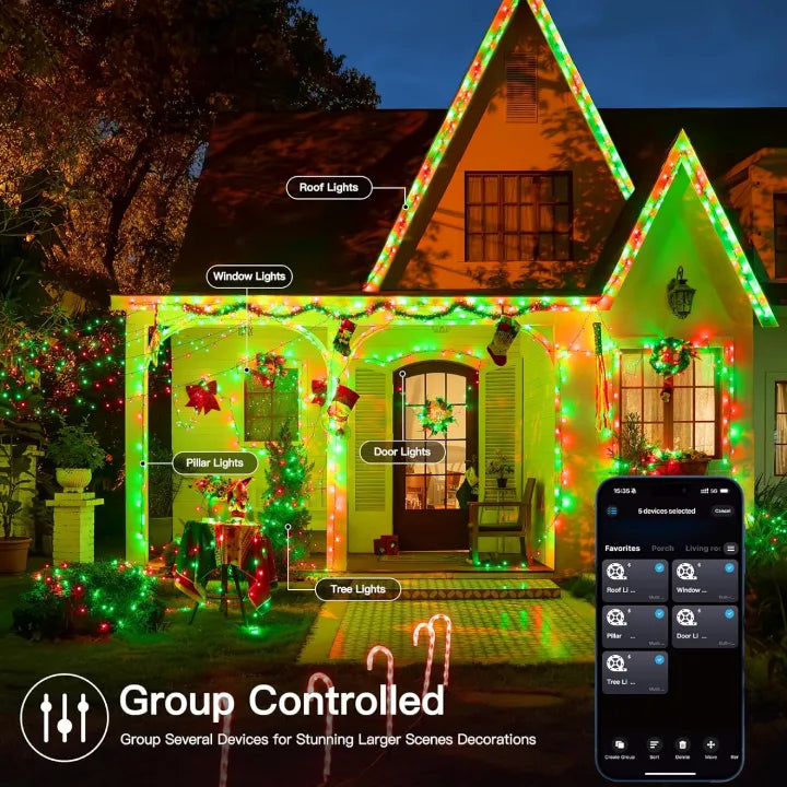 Ollny Smart RGB+W Christmas Fairy Lights 200 LEDs 20m (App Control, 16M Colors, Music Sync)