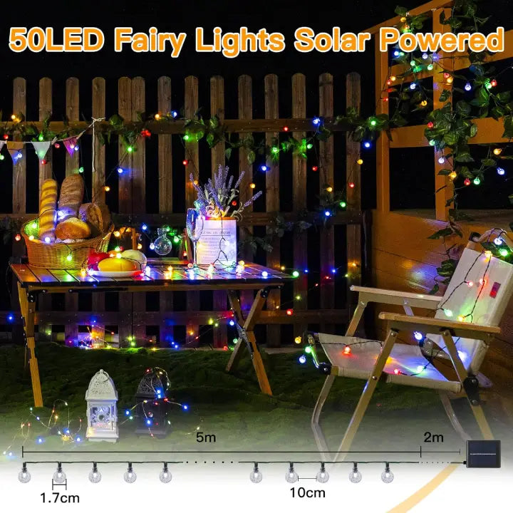 Ollny Multicolor Globe Solar Lights (Green Cable, Solar Power, 8 Modes)