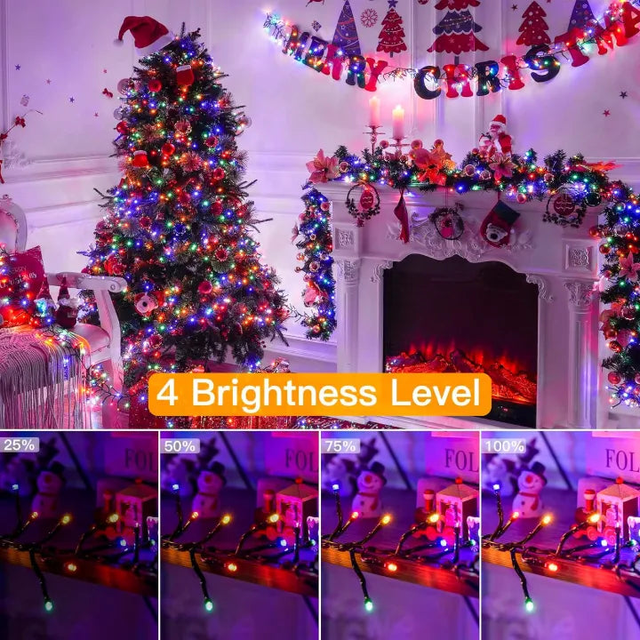 Ollny 1500 LED 22.5m Multicolour Christmas Cluster Lights (Green Cable, Plug in, 8 Modes)