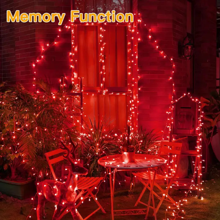 Ollny 100 LEDs 10m Halloween Red String Lights (Clear Cable, 8 Modes)