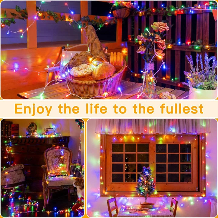 Ollny Multicolor Fairy Lights (Clear Cable, IP44 Waterproof, Battery Powered, 8 Modes)