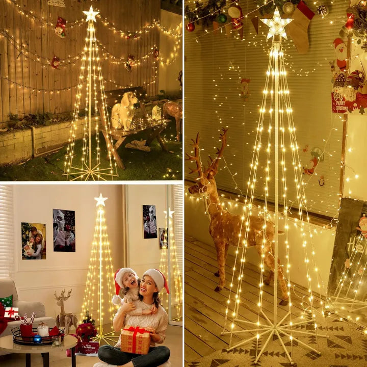 Ollny Christmas Tree Lights with Star Topper Warm White 1.8m 170 LED (IP67 Waterproof, 8 Modes)