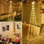 Ollny Christmas Tree Lights with Star Topper Warm White 1.8m 170 LED (IP67 Waterproof, 8 Modes)