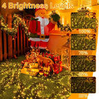 Ollny 1500 LED 22.5m Warm White Christmas Cluster Lights (Green Cable, Plug in, 8 Modes)