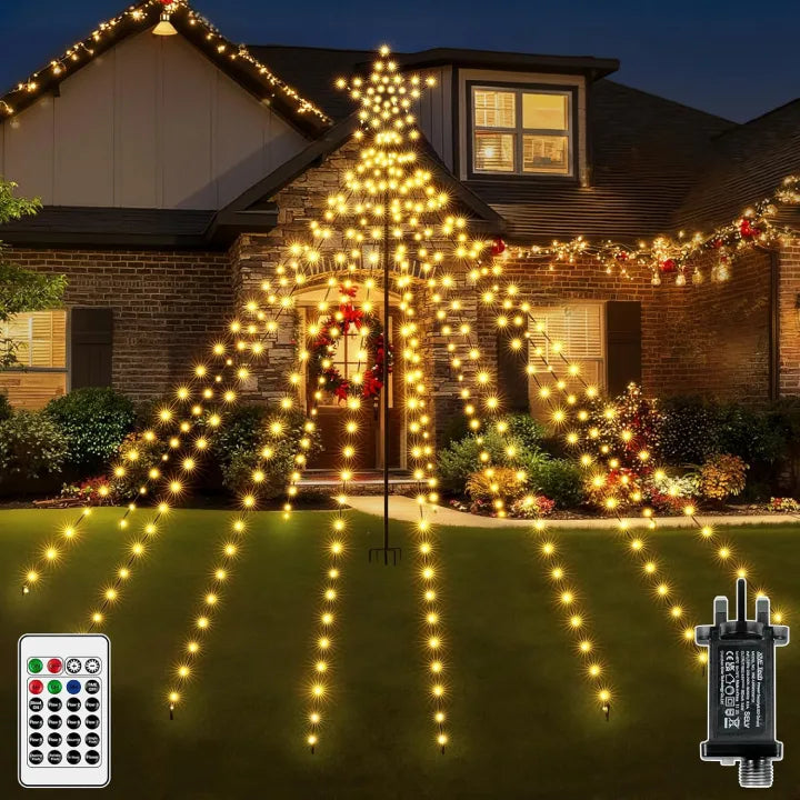 Ollny Christmas Tree Lights Warm White 1.8m 340 LED 2.4m x 13 Strands (IP67 Waterproof, 16 Modes)